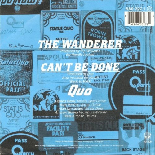 THE WANDERER Picture Sleeve Rear