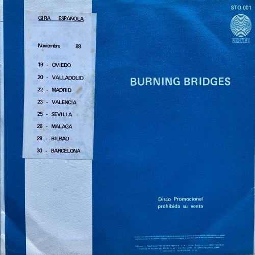 BURNING BRIDGES (1988 PROMO) Promo Picture Sleeve Rear