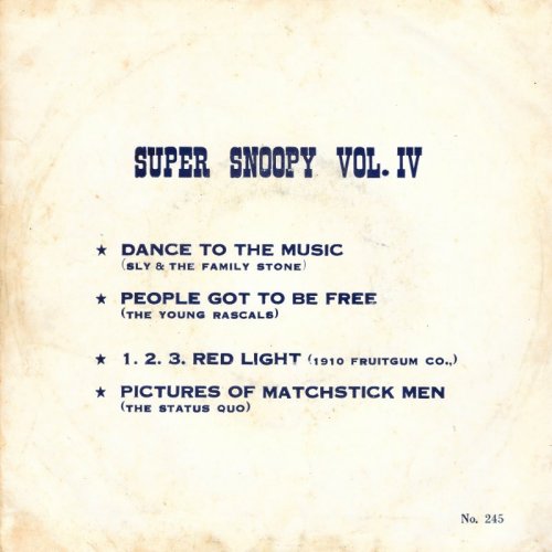 SUPER SNOOPY VOL IV (PICTURES OF MATCHSTICK MEN) Picture Sleeve v1 Rear