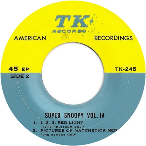 SUPER SNOOPY VOL IV (PICTURES OF MATCHSTICK MEN) Yellow / Blue Label Side B