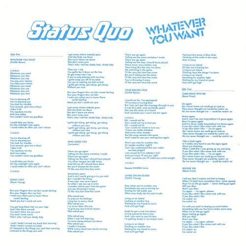 THE VINYL COLLECTION 1972 - 1980 (BOX SET) Inner Sleeve: Whatever You Want Side A