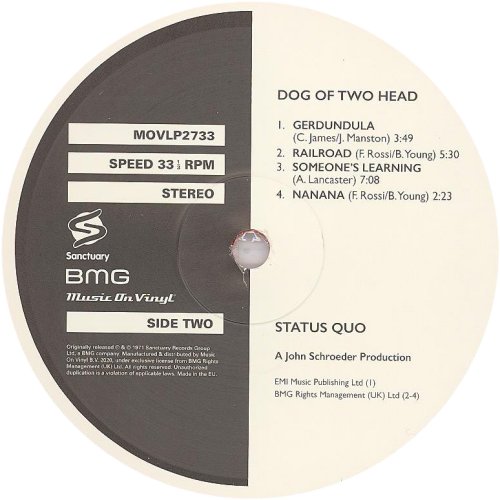 DOG OF TWO HEAD (2020 REISSUE) Label Side B