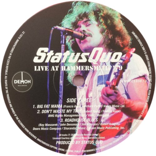 LIVE AT HAMMERSMITH '79 DISC 2 LABEL Side A