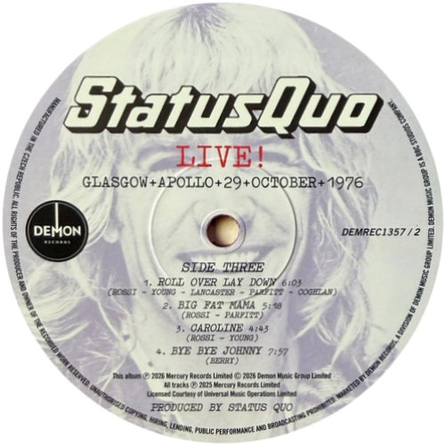 LIVE! GLASGOW+APOLLO+29+OCTOBER+1976 Disc 2 Side A