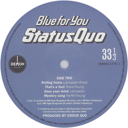 BLUE FOR YOU (2026 REISSUE) Disc 1 Side B