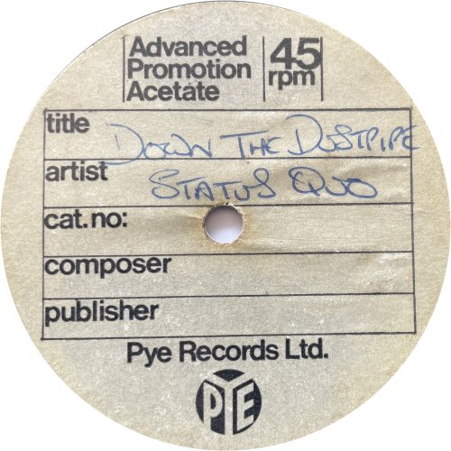 DOWN THE DUSTPIPE Acetate v2 Label