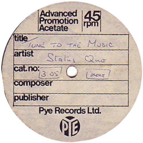 TUNE TO THE MUSIC Acedate: Handwritten label Label