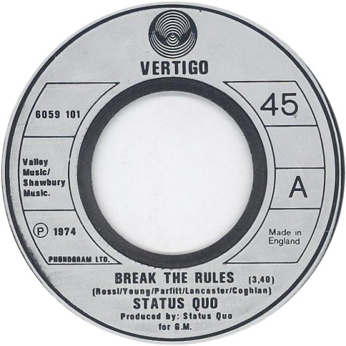 BREAK THE RULES Jukebox Copy with large dinked centre Side A