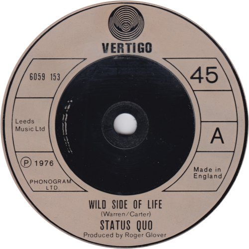 WILD SIDE OF LIFE Standard issue: Beige Injection Label Side A