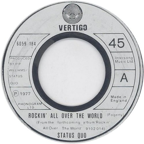 ROCKIN' ALL OVER THE WORLD Jukebox Copy with large dinked centre Side A