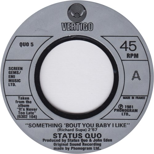 SOMETHING 'BOUT YOU BABY I LIKE Silver Injection Label with large centre - 