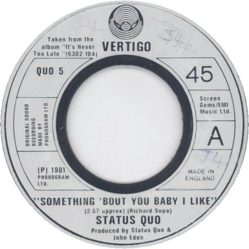 SOMETHING 'BOUT YOU BABY I LIKE Jukebox Copy with large dinked centre Side A
