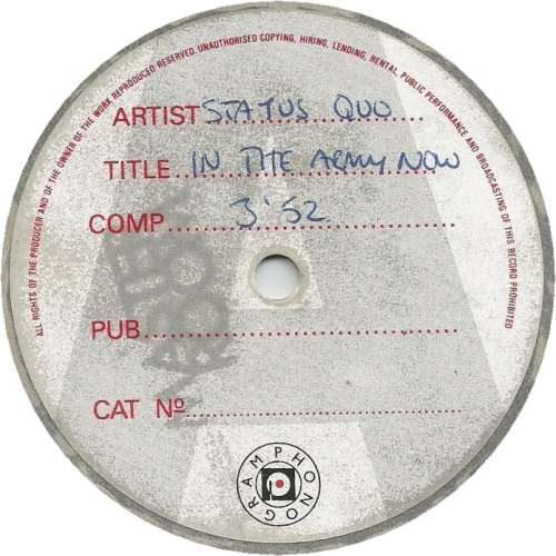 IN THE ARMY NOW Acetate Label