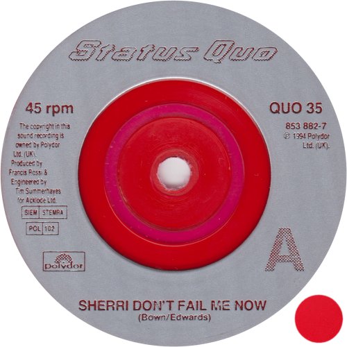 SHERRI DON'T FAIL ME NOW Ltd Edition Red Translucent Vinyl Side A