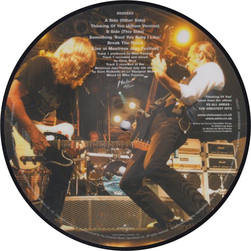 THINKING OF YOU (ALBUM VERSION) Ltd Edition Picture Disc Side B