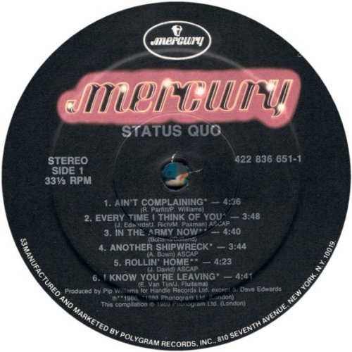 STATUS QUO Standard Label Side A
