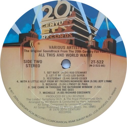 ALL THIS AND WORLD WAR II Label - Disc 1 Side B